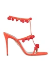 Aquazzura Woman Sandals Tomato Red Size 11 Soft Leather
