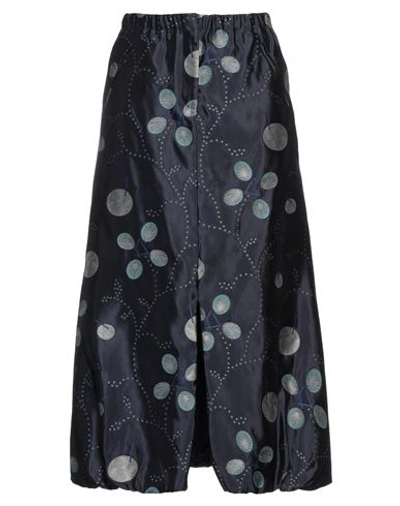 Giorgio Armani Woman Maxi Skirt Midnight Blue Size 4 Silk, Polyester