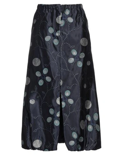 Giorgio Armani Woman Midi Skirt Midnight Blue Size 6 Silk, Polyester