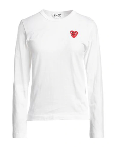 Comme Des Garçons Play Double Heart L/s T-shirt In White