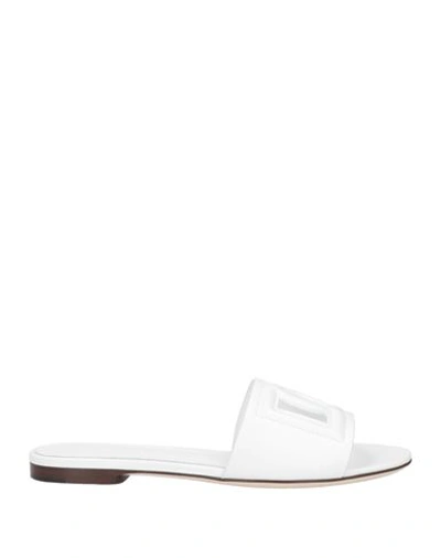 Dolce & Gabbana 5mm Leather-covered Heel Sandals With Calfskin Insole In White