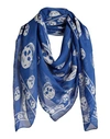 Alexander Mcqueen Woman Scarf Bright Blue Size - Silk