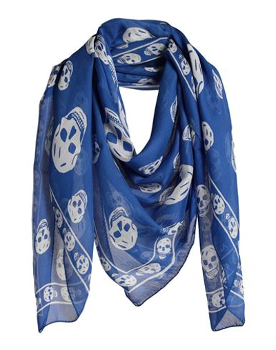 Alexander Mcqueen Woman Scarf Bright Blue Size - Silk