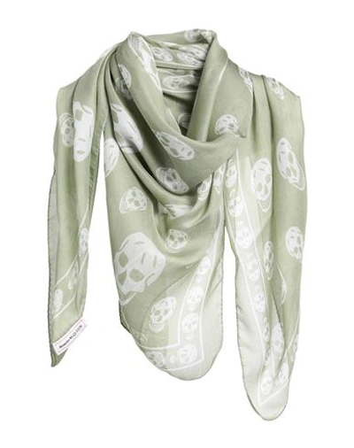 Alexander Mcqueen Woman Scarf Military Green Size - Silk In Green