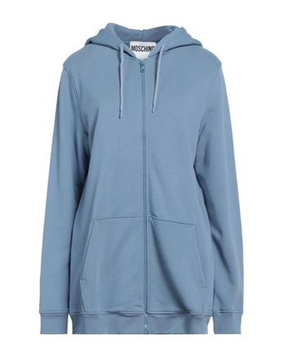 Moschino Woman Sweatshirt Pastel Blue Size 10 Cotton