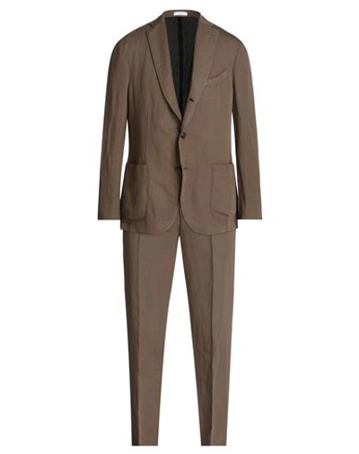 Boglioli Man Suit Brown Size 46 Cotton, Linen