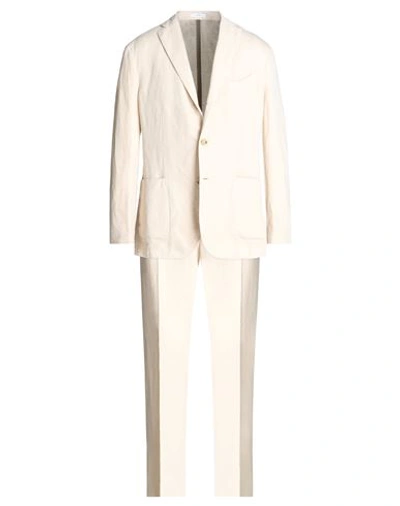 Boglioli Man Suit Cream Size 44 Cotton, Elastane In White