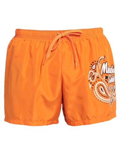 Moschino Man Swim Trunks Orange Size Xxl Polyester