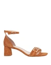 Tosca Blu Woman Sandals Camel Size 11 Soft Leather In Beige