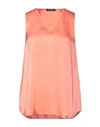 Antonelli Woman Top Salmon Pink Size 6 Silk, Lycra