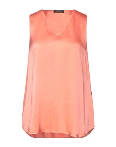 Antonelli Woman Top Salmon Pink Size 6 Silk, Lycra In Pink