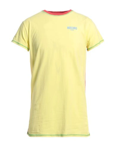 Moschino Man T-shirt Yellow Size Xxl Cotton, Elastane