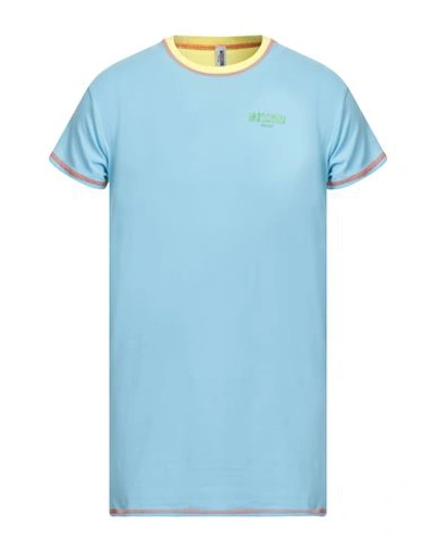 Moschino Man T-shirt Sky Blue Size L Cotton, Elastane