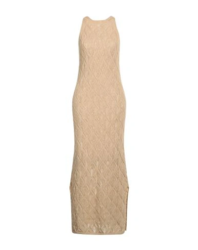 Daniele Fiesoli Woman Maxi Dress Sand Size 3 Linen, Organic Cotton In Beige