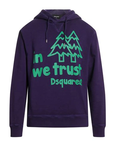 Dsquared2 Man Sweatshirt Dark Purple Size L Cotton, Elastane