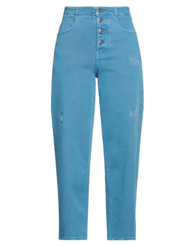 Department 5 Woman Jeans Azure Size 27 Cotton, Elastane In Blue