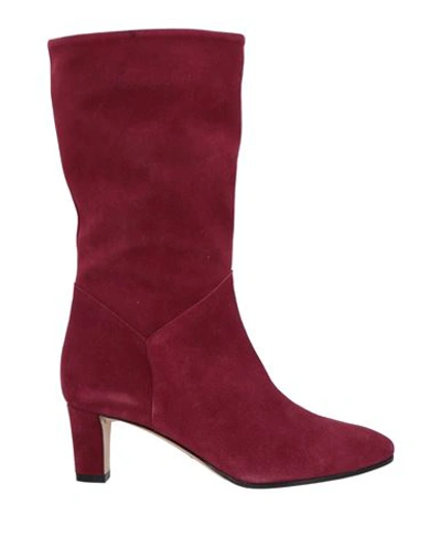 Alberta Ferretti Woman Knee Boots Garnet Size 10 Soft Leather In Red