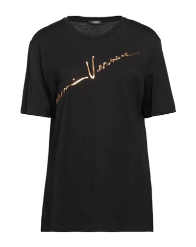 Versace Woman T-shirt Black Size 2 Cotton
