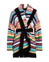 Alanui Over The Horizon Striped Belted Open-knit Cotton Cardigan In Black