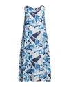 Fedeli Woman Midi Dress Azure Size 8 Viscose, Linen In Blue