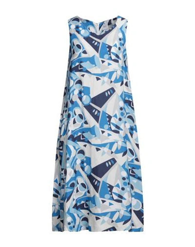 Fedeli Woman Midi Dress Azure Size 8 Viscose, Linen In Blue
