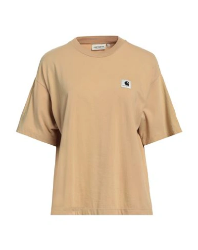 Carhartt Woman T-shirt Sand Size S Organic Cotton In Beige
