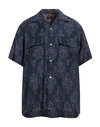 Needles Man Shirt Navy Size M Cupro, Rayon, Silk In Navy Blue