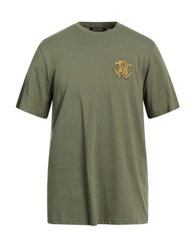 Roberto Cavalli Man T-shirt Military Green Size Xl Cotton
