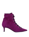 Marc Ellis Woman Ankle Boots Deep Purple Size 7 Soft Leather In Purple