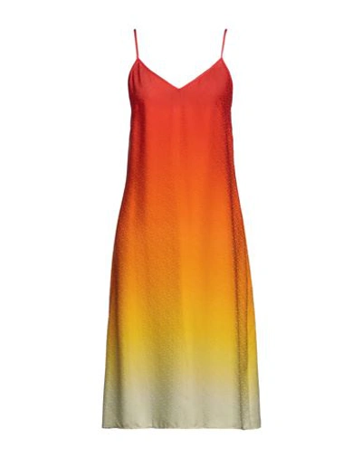 CASABLANCA CASABLANCA WOMAN MIDI DRESS ORANGE SIZE 6 SILK