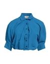 Vicolo Woman Shirt Azure Size S Viscose, Linen In Blue