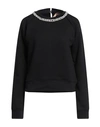N°21 Woman Sweatshirt Black Size 4 Cotton, Glass, Silicone