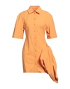 Jacquemus Woman Mini Dress Orange Size 8 Polyamide, Cotton, Elastane In Orange