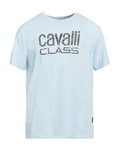 Cavalli Class Man T-shirt Sky Blue Size Xxl Cotton, Elastane