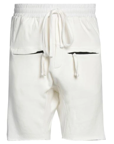 Thom Krom Man Shorts & Bermuda Shorts White Size M Organic Cotton, Linen, Viscose, Polyamide, Elasta