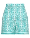Max Mara Woman Shorts & Bermuda Shorts Turquoise Size 6 Cotton, Polyamide In Blue