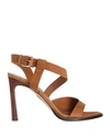Tamara Mellon Woman Sandals Brown Size 12 Soft Leather In Brown
