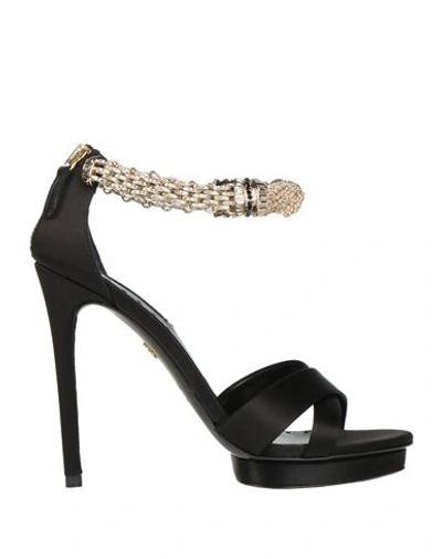 Roberto Cavalli Panther Crystal-embellished Sandals In Black