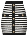 Balmain Button-embellished Metallic Striped Knitted Mini Skirt In White
