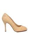 CHARLOTTE OLYMPIA CHARLOTTE OLYMPIA WOMAN PUMPS BEIGE SIZE 11 TEXTILE FIBERS