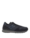 Hogan Man Sneakers Midnight Blue Size 8.5 Leather, Textile Fibers In Blue