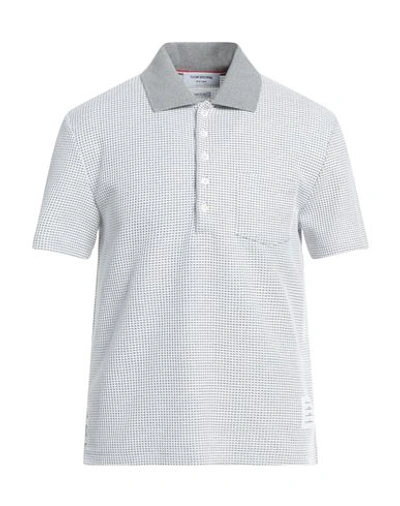 Thom Browne Man Polo Shirt Grey Size 4 Cotton