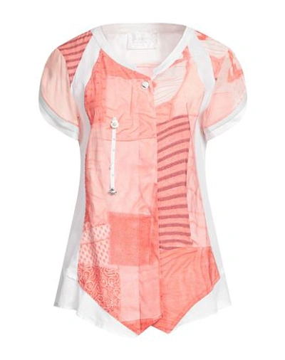 Elisa Cavaletti By Daniela Dallavalle Woman Shirt Coral Size 10 Rayon, Polyester, Linen, Cotton, Met In Red