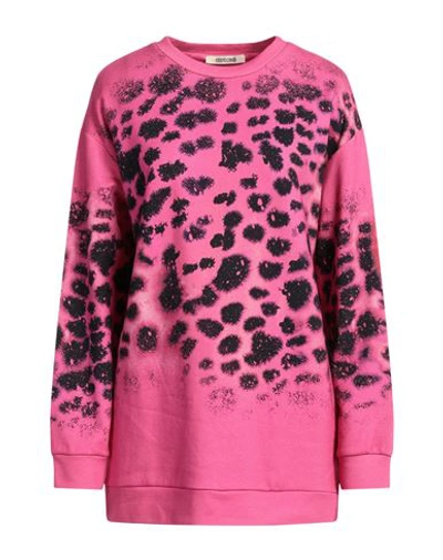 Roberto Cavalli Woman Sweatshirt Fuchsia Size L Cotton In Pink