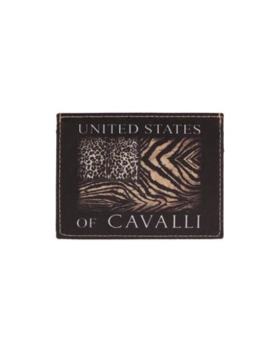 Roberto Cavalli Man Document Holder Black Size - Polyester, Bovine Leather