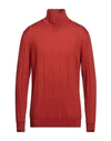 Filippo De Laurentiis Man Turtleneck Rust Size 46 Merino Wool In Red