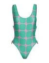 Chiara Ferragni Woman One-piece Swimsuit Green Size S Polyester, Elastane