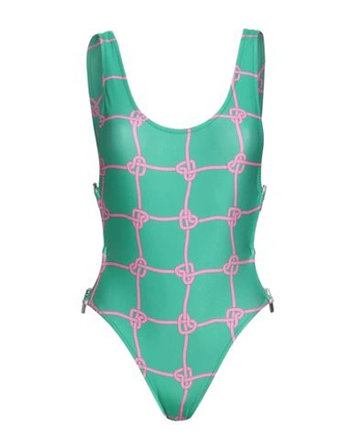 Chiara Ferragni Woman One-piece Swimsuit Green Size M Polyester, Elastane