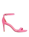 Stuart Weitzman Woman Sandals Fuchsia Size 9.5 Goat Skin In Pink