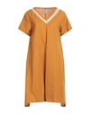 Iconique Woman Mini Dress Ocher Size Xl Cotton, Linen In Yellow